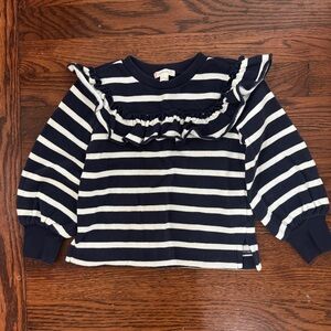 J.Crew Crew Cuts Navy and White Striped Toddler Girl Sweatshirt, Size 3